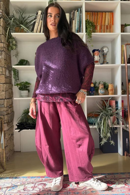 Big Softie Cap Sleeve Knit Top Fig